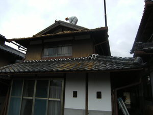 瓦の撤去中
