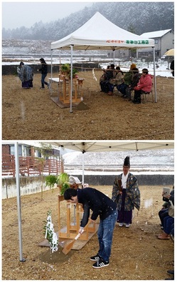 雪の中の地鎮祭