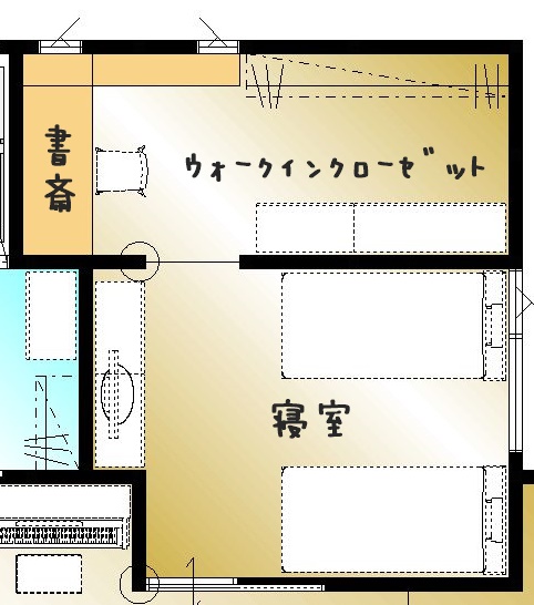 ウォークインクローゼットに書斎　丹波市　春日工務店