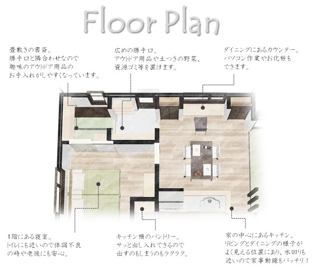 家事動線のいい間取り　春日工務店　完成見学会　アウトドア