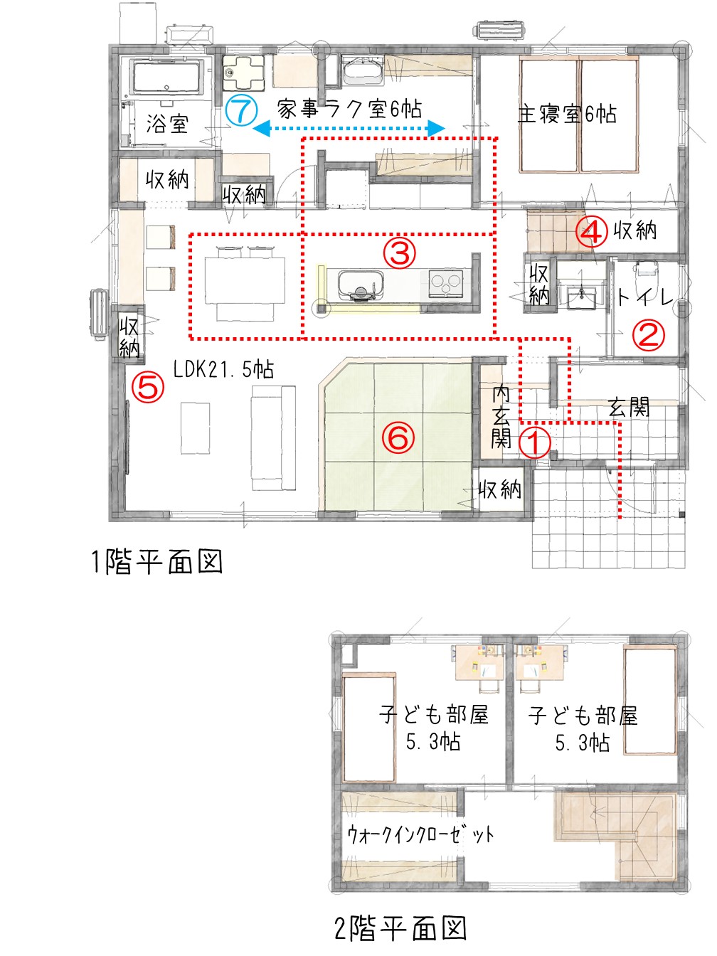 春日工務店　家事動線のいい間取り　丹波市　丹波篠山市