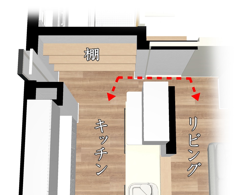 幅60㎝の通路　春日工務店　丹波市　丹波篠山市　家事動線のいい家